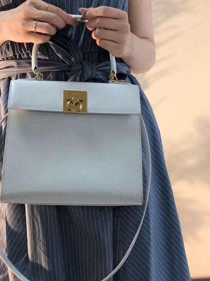 CELINE Gancini Kelly White vintage achjnp