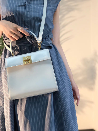 CELINE Gancini Kelly White vintage achjnp