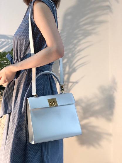 CELINE Gancini Kelly White vintage achjnp