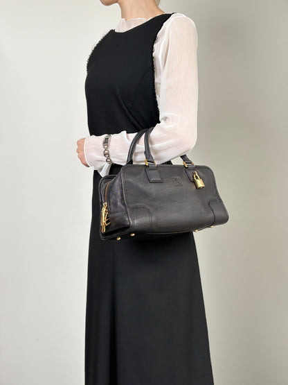 LOEWE Amazona28 Anagram Handbag Boston bag Black Vintage n43dbr
