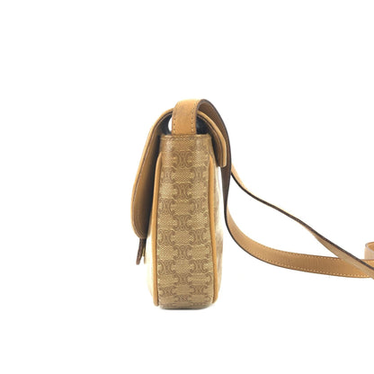 CELINE Macadam Blason Flap Mini Shoulder bag Beige Vintage Old CELINE sjeg4v