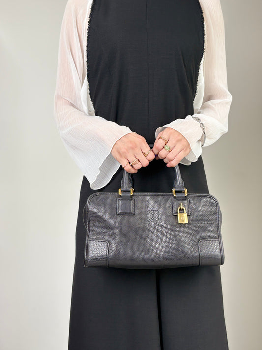 LOEWE Amazona28 Anagram Handbag Boston bag Black Vintage n43dbr