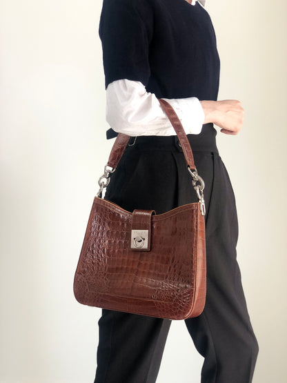 CELINE Gancini Shoulder bag Brown Vintage zaumvu