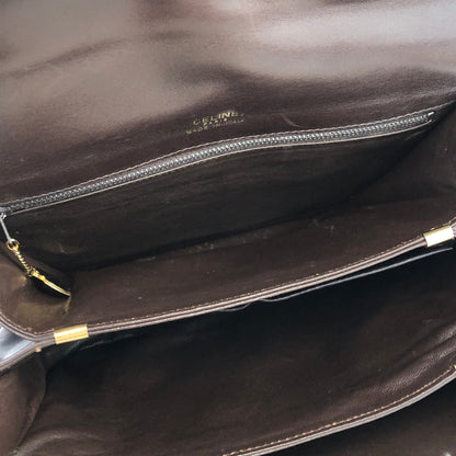 CELINE 馬車皮革肩背包棕色復古舊 Celine yatwhr