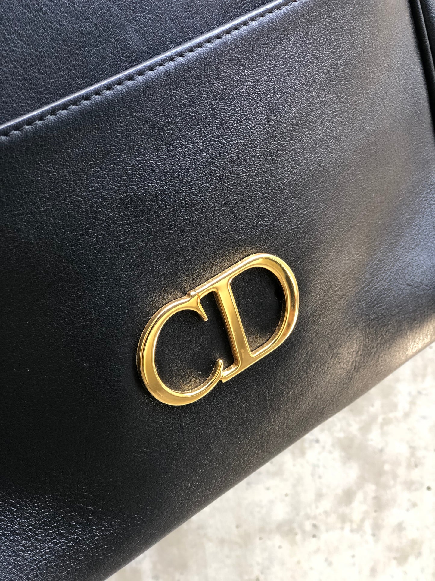 Christian Dior CD logo Leather Totebag Shoulderbag Black Vintage x3b2j4