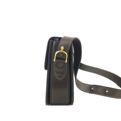 CELINE 馬車皮革肩背包棕色復古舊 Celine yatwhr