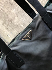 PRADA Triangle logo Nylon Tote bag Khaki Vintage anajd8