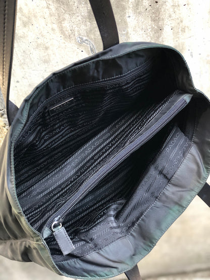 PRADA Triangle logo Nylon Tote bag Khaki Vintage anajd8