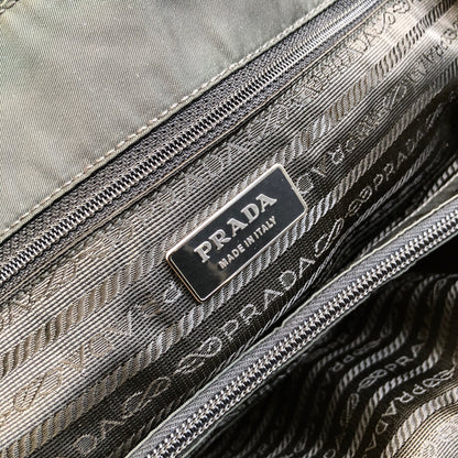 PRADA Triangle logo Nylon Tote bag Khaki Vintage anajd8