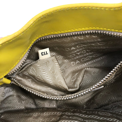 PRADA Logo Metal Clasp Push Lock Shoulder bag Hobo bag Yellow Vintage 3rzmgz