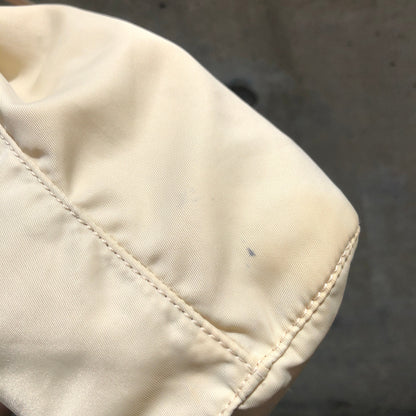 PRADA Triangle logo Nylon Drawstring Small Handbag Pouch Beige Vintage Old r5k777