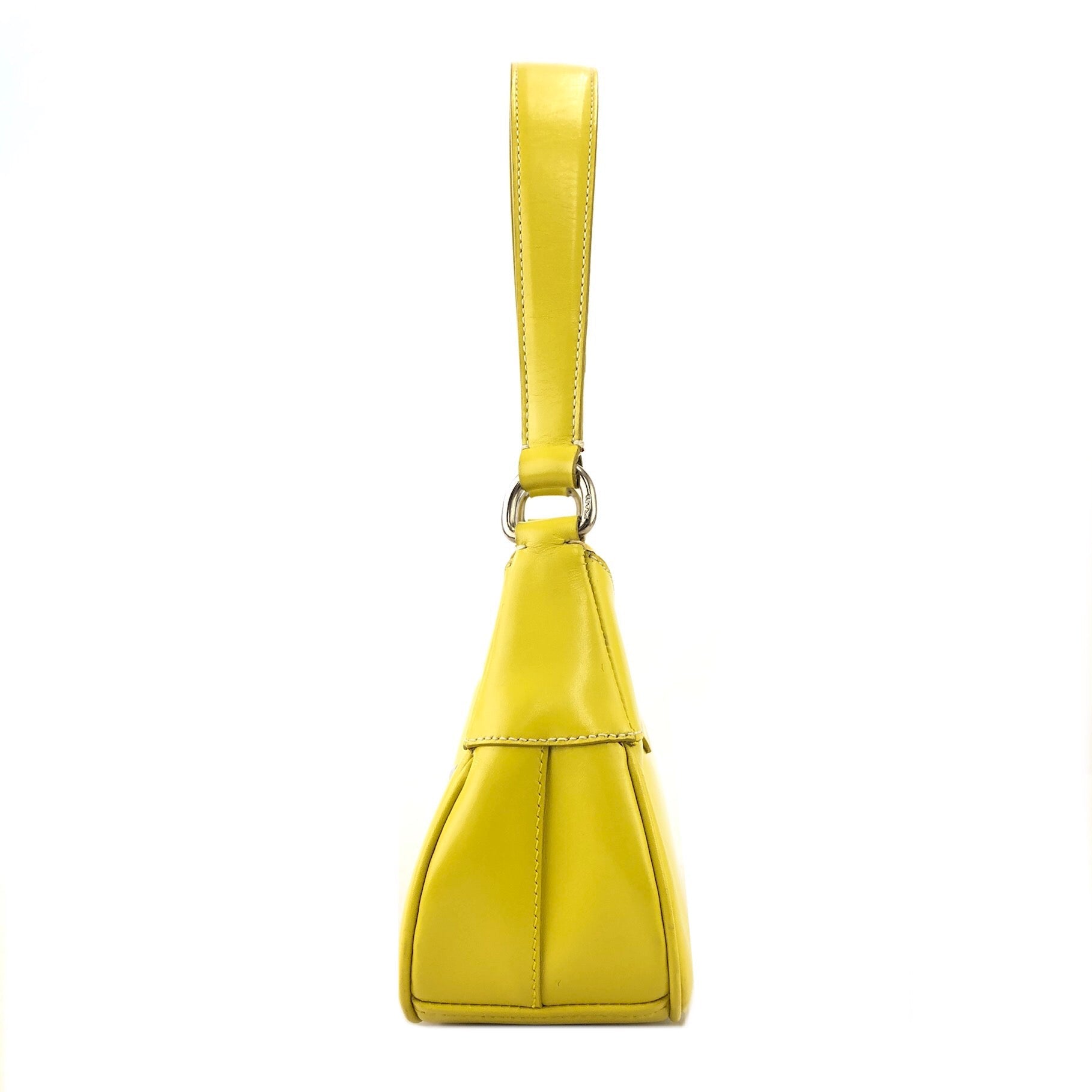 PRADA Logo Metal Clasp Push Lock Shoulder bag Hobo bag Yellow Vintage –  VintageShop solo