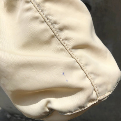 PRADA Triangle logo Nylon Drawstring Small Handbag Pouch Beige Vintage Old r5k777