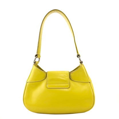 PRADA Logo Metal Clasp Push Lock Shoulder bag Hobo bag Yellow Vintage 3rzmgz