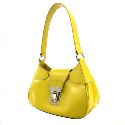 PRADA Logo Metal Clasp Push Lock Shoulder bag Hobo bag Yellow Vintage 3rzmgz