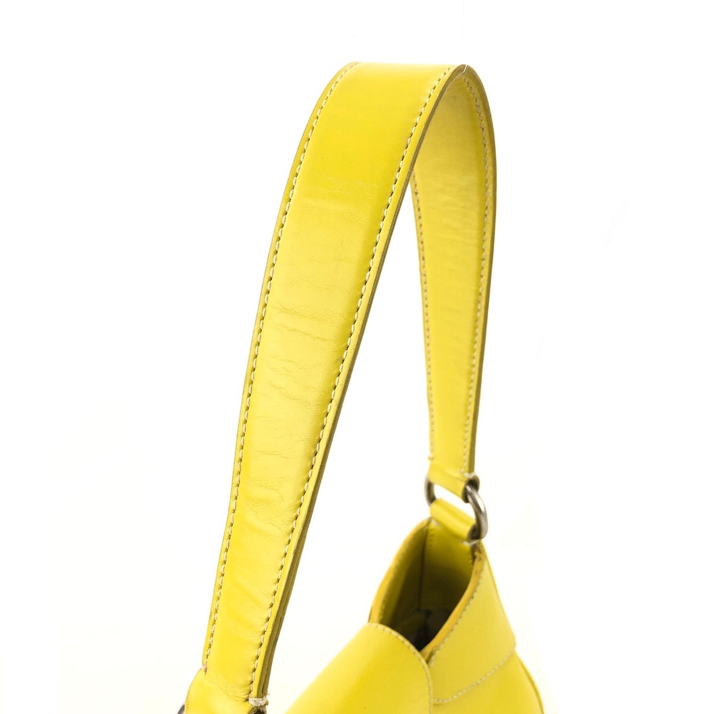 PRADA Logo Metal Clasp Push Lock Shoulder bag Hobo bag Yellow Vintage 3rzmgz