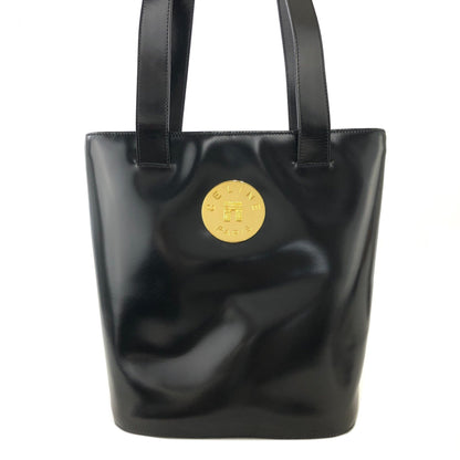 CELINE Arc de Triomphe Plate Leather Tote Bag Black Gold Vintage Old Celine xr32dw