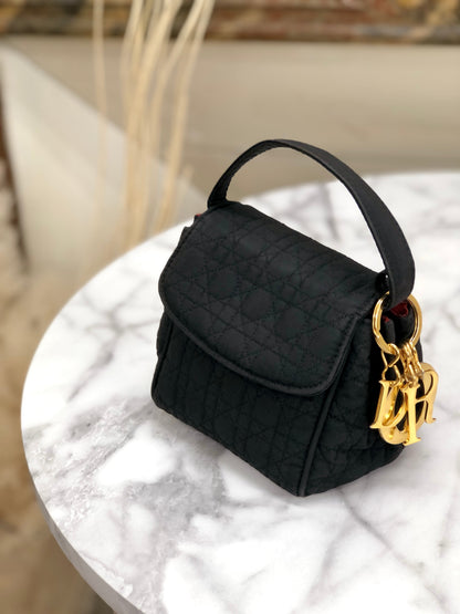 Christian Dior Cannage Charm 尼龍迷你手袋 黑色 復古 舊 kjas5s