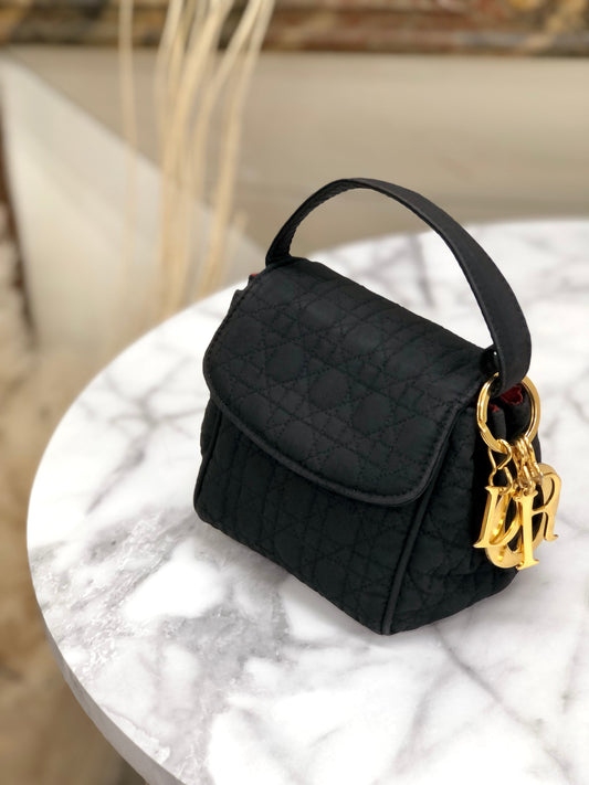 Christian Dior Black Nylon Mini Lady Dior Bag