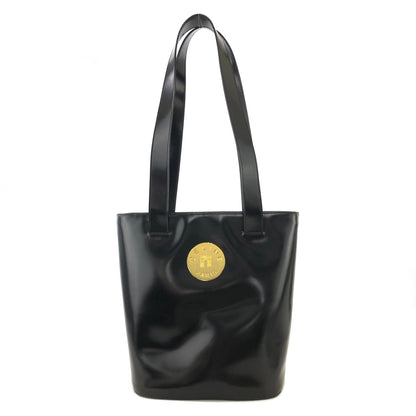 CELINE Arc de Triomphe Plate Leather Tote Bag Black Gold Vintage Old Celine xr32dw