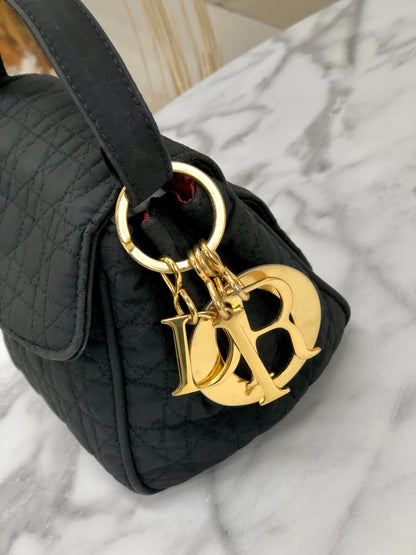 Christian Dior Cannage Charm 尼龍迷你手袋 黑色 復古 舊 kjas5s