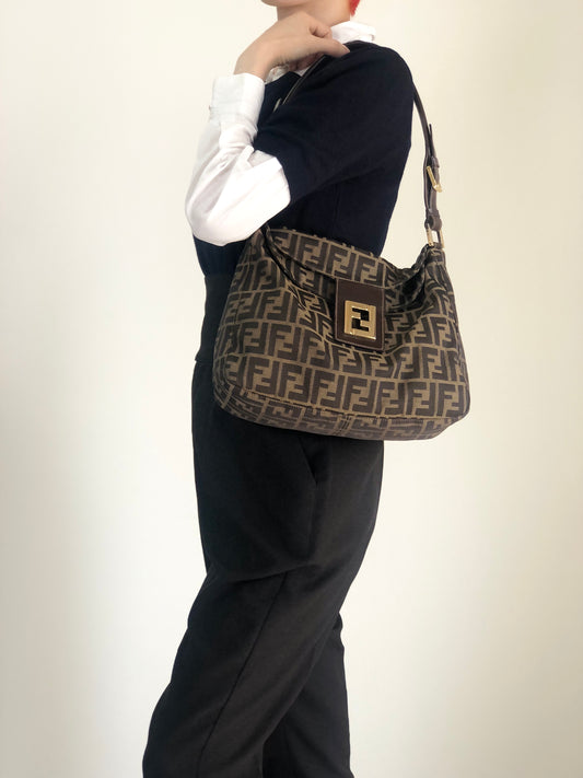 FENDI Zucca Shoulder bag Brown Vintage 3pgjmy