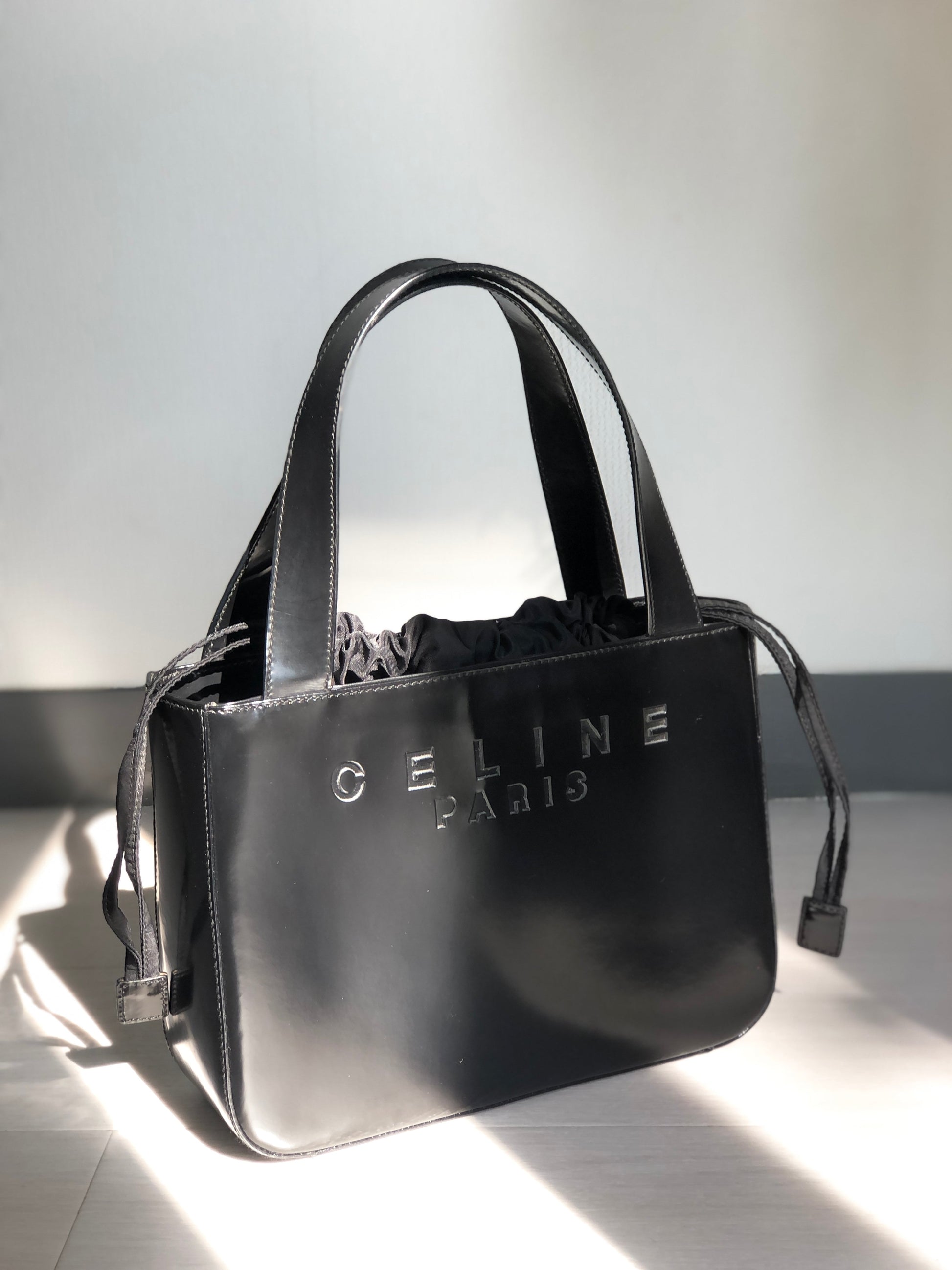CELINE brand logo patent leather handbag Black Vintage Old Celine sb5x –  VintageShop solo