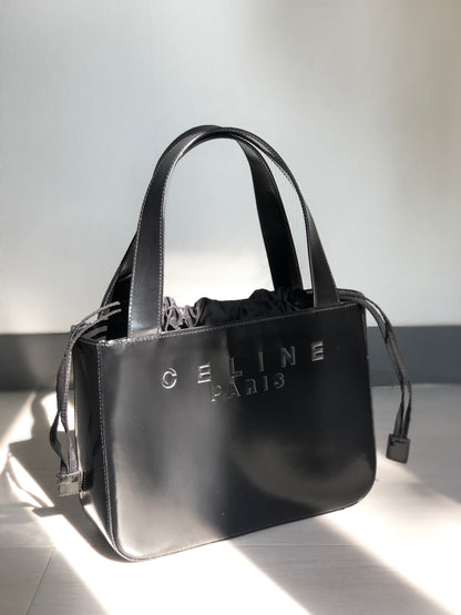 CELINE brand logo patent leather handbag Black Vintage Old Celine sb5xdm