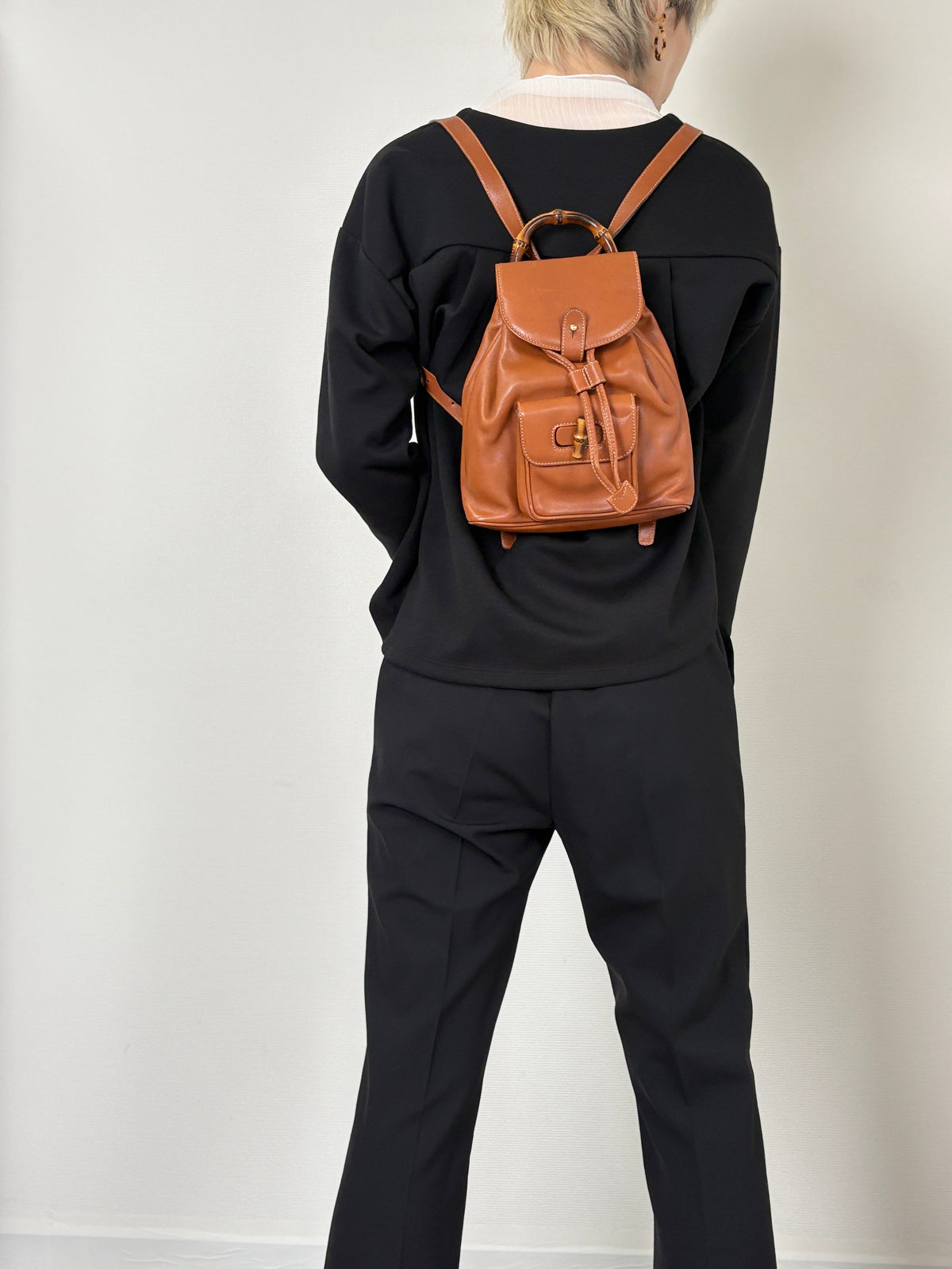 GUCCI Bamboo Front Pocket Backpack Brown Vintage jfzn8g