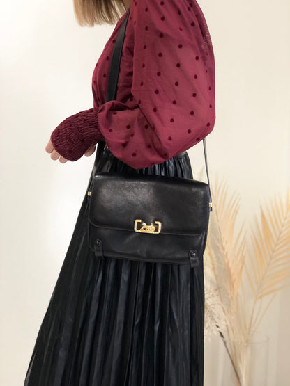 CELINE 馬車皮肩包 黑色 復古舊款 Celine aj7es6