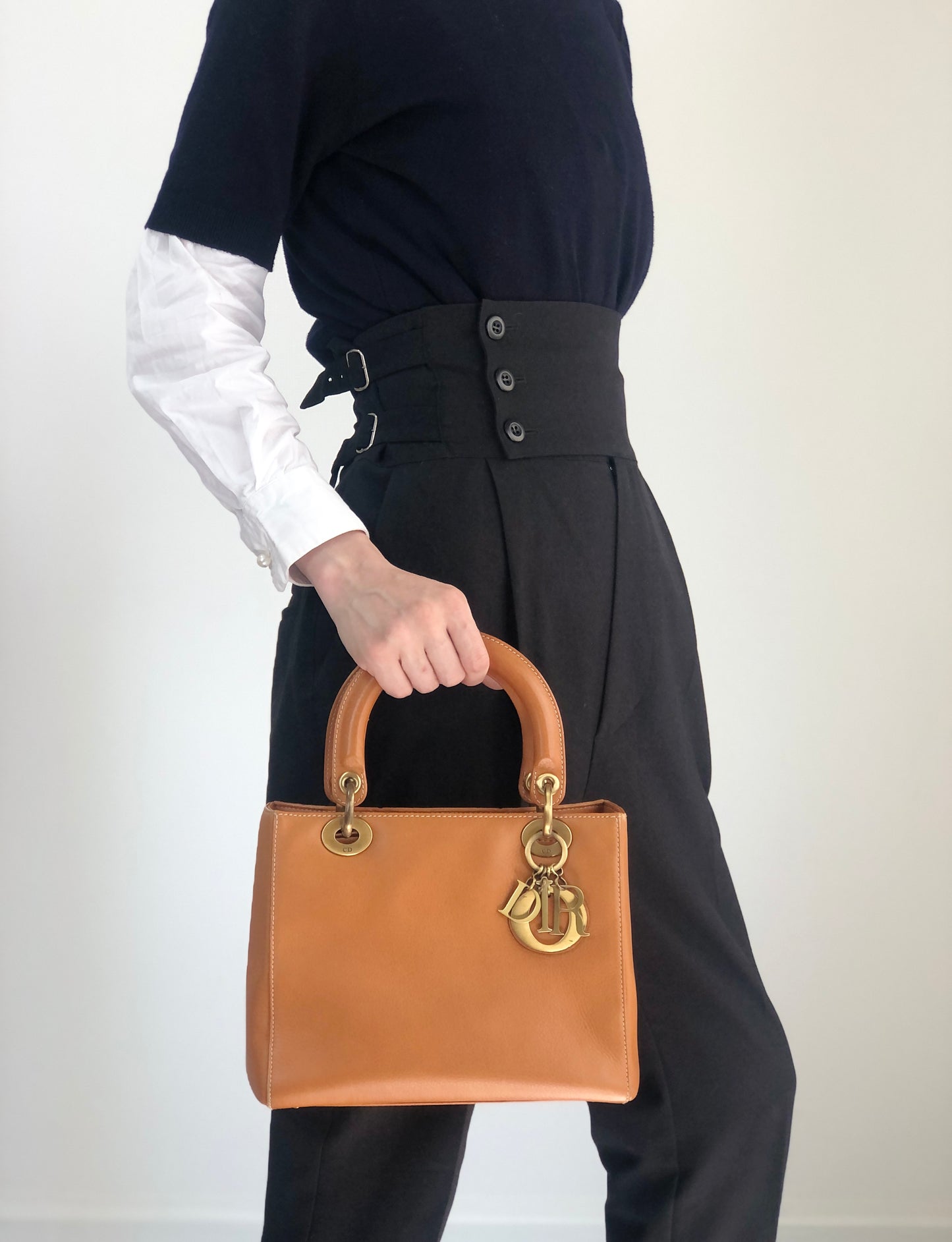 Christian Dior Lady Dior Charm Handbag Brown Vintage 5f6z3d