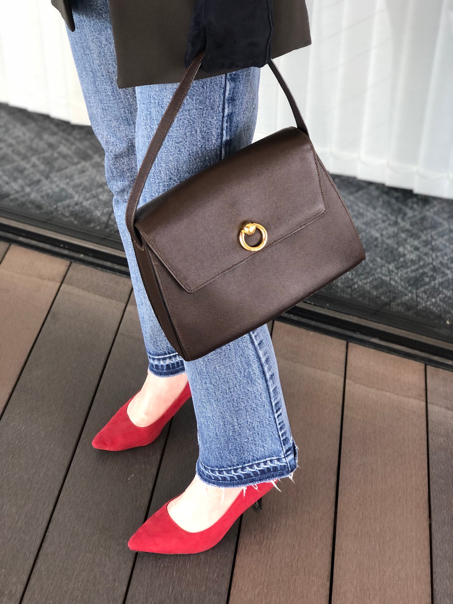 CELINE Gancini Handbag Brown Vintage jnvpdi