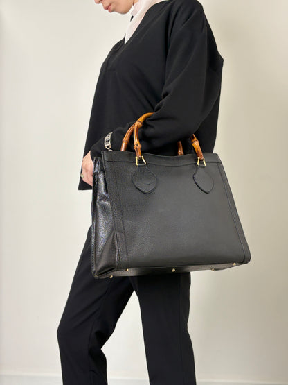 GUCCI Bamboo   Handbag Black 002・1095・0260 Vintage spzj7v