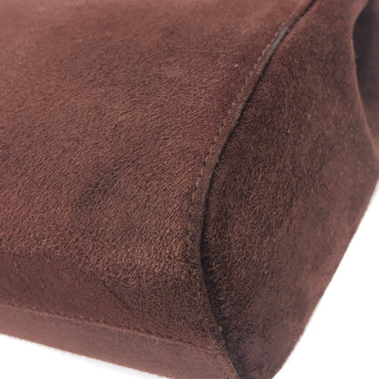 PRADA Embossed logo Suede Handbag Brown Vintage Old zhs7ap