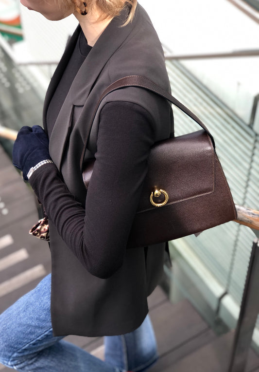 CELINE Gancini Handbag Brown Vintage jnvpdi