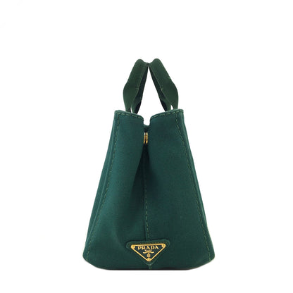 PRADA CANAPA Logo Two-way Handbag Shoulder bag Green Vintage Old gp3fik