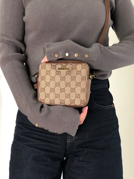 GUCCI GG Canvas Shoulder bag Brown Vintage 2hrrun
