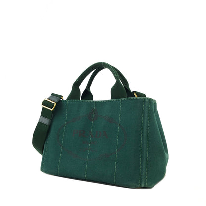 PRADA CANAPA Logo Two-way Handbag Shoulder bag Green Vintage Old gp3fik