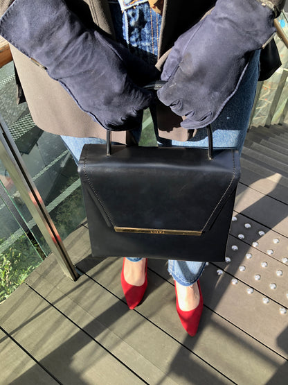 LOEWE Logo Two-way Handbag Shoulder bag Black Vintage 588t4s