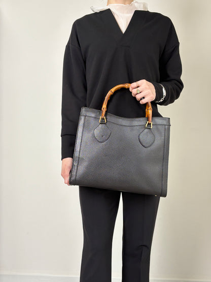 GUCCI Bamboo   Handbag Black 002・1095・0260 Vintage spzj7v
