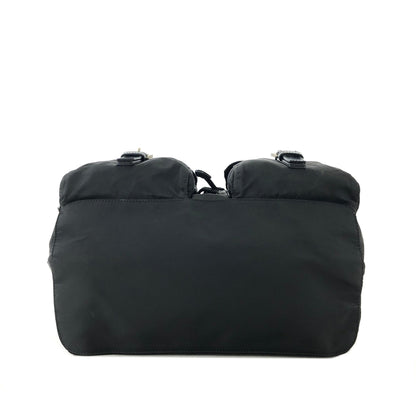 PRADA Triangle Logo Nylon Leather Backpack Black Vintage Old hci3ad