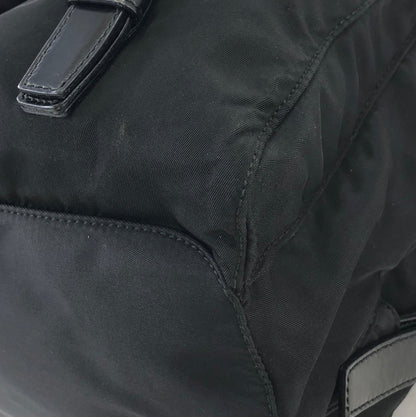PRADA Triangle Logo Nylon Leather Backpack Black Vintage Old hci3ad