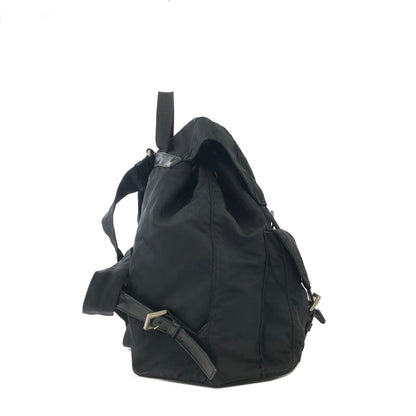 PRADA Triangle Logo Nylon Leather Backpack Black Vintage Old hci3ad