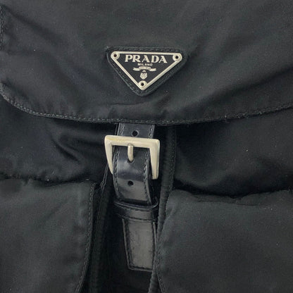 PRADA Triangle Logo Nylon Leather Backpack Black Vintage Old hci3ad