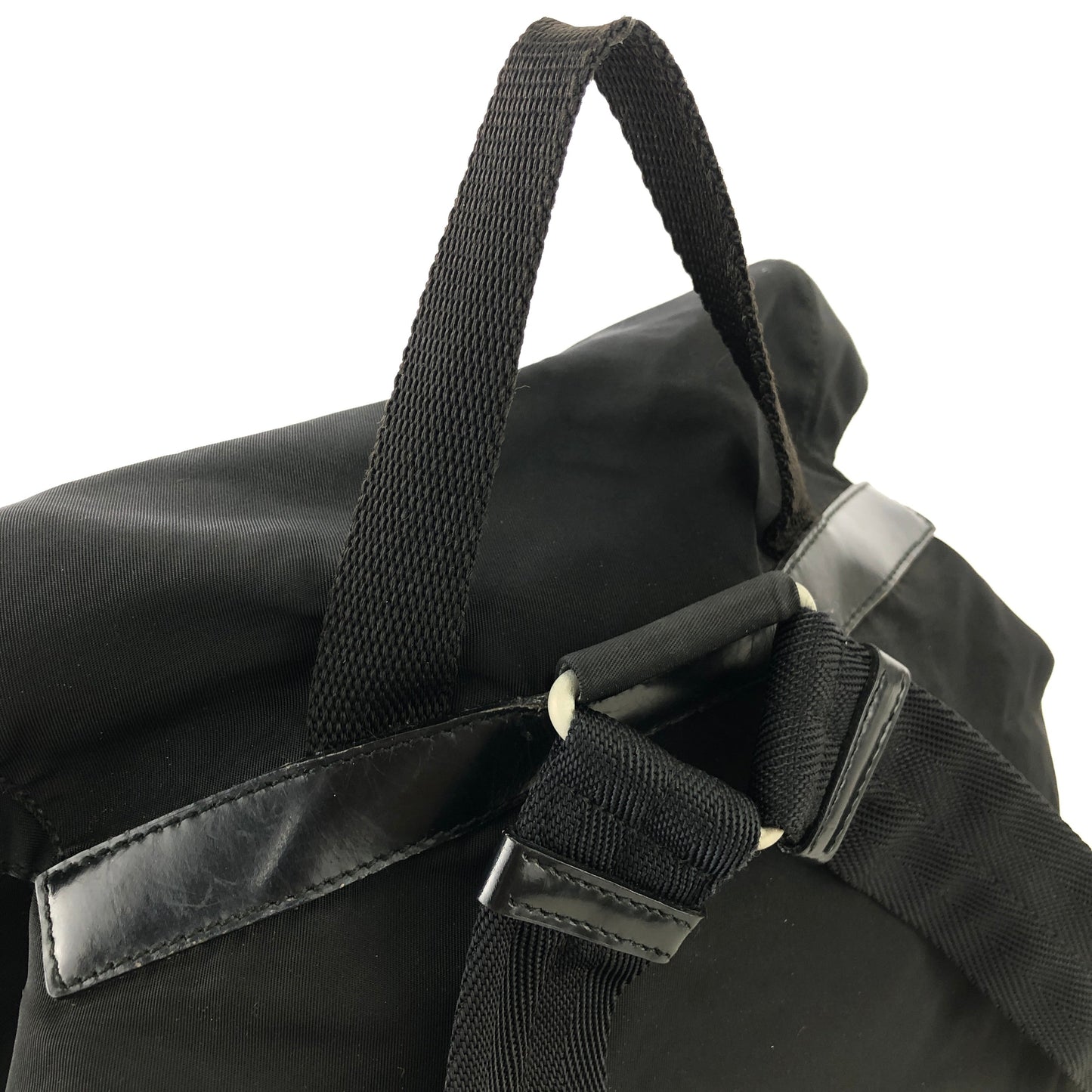 PRADA Triangle Logo Nylon Leather Backpack Black Vintage Old hci3ad