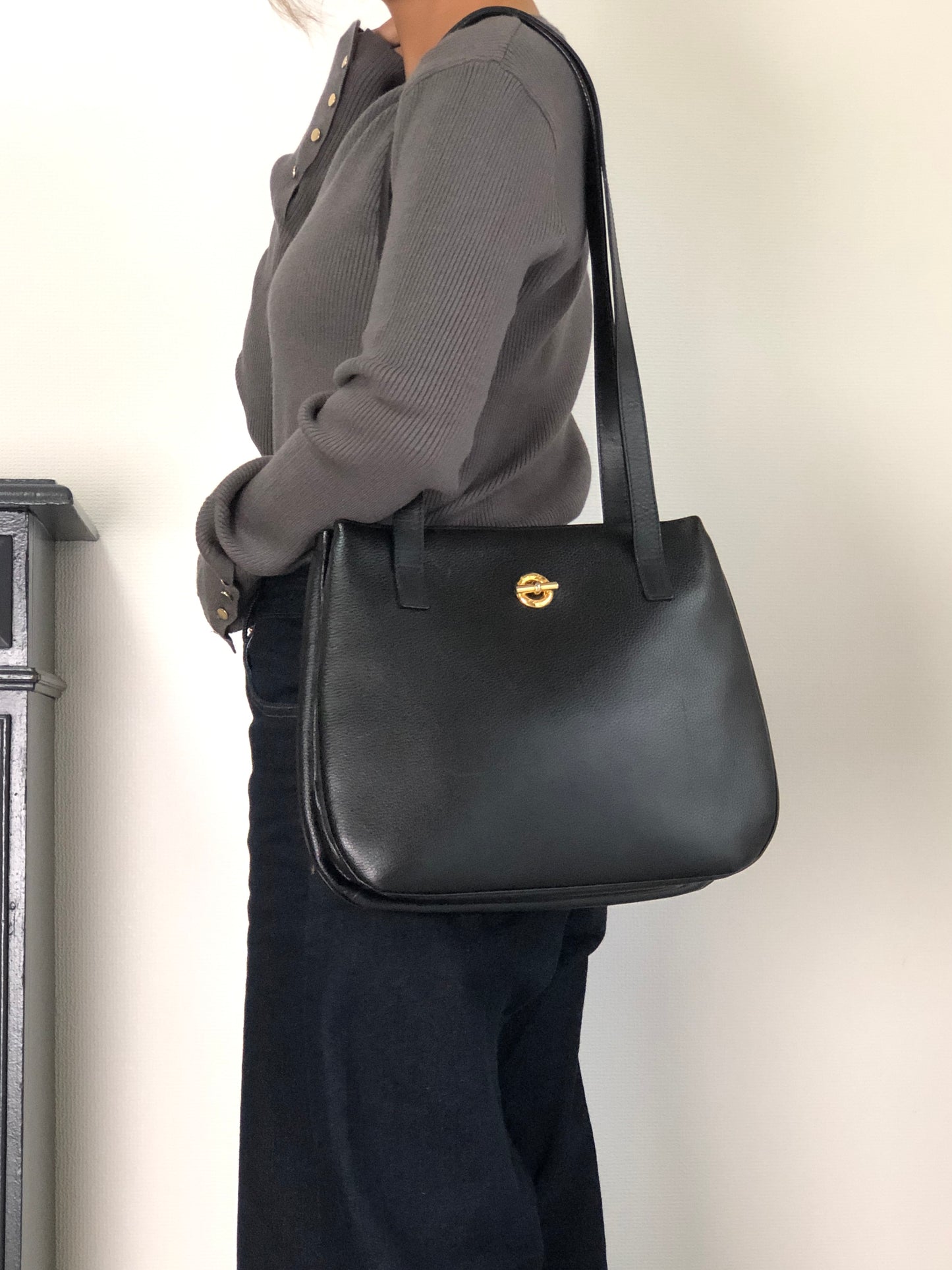 CELINE Toggle Clasp Shoulder bag Black Vintage dfgr6w