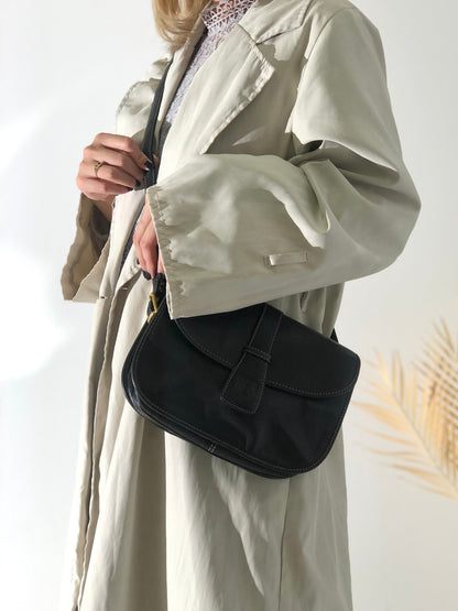 CELINE Blason 對比縫線斜背包單肩包黑色舊款 Celine 復古 rifubn