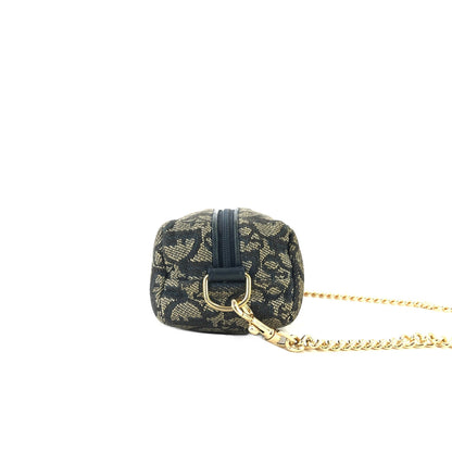 Christian Dior Trotter Oblique 提花鏈條迷你肩背包 海軍藍 復古 舊款 2xadkk