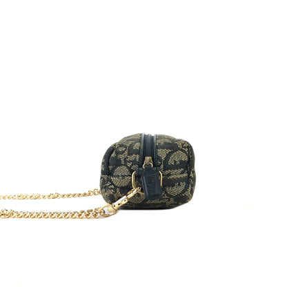Christian Dior Trotter Oblique 提花鏈條迷你肩背包 海軍藍 復古 舊款 2xadkk