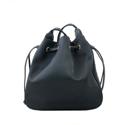 Yves Saint Laurent YSL Nylon Drawstring Shoulder bag Navy Vintage aags4s